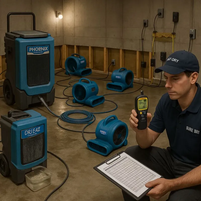 Structural Drying and Dehumidification process in Fountainhead-Orchard Hills, MD